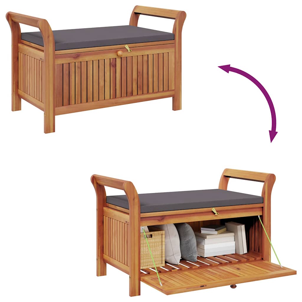 Garden Storage Bench with Cushion 91 cm Solid Wood Acacia