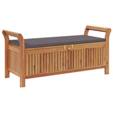 Garden Storage Bench with Cushion 126 cm Solid Wood Acacia - Front View