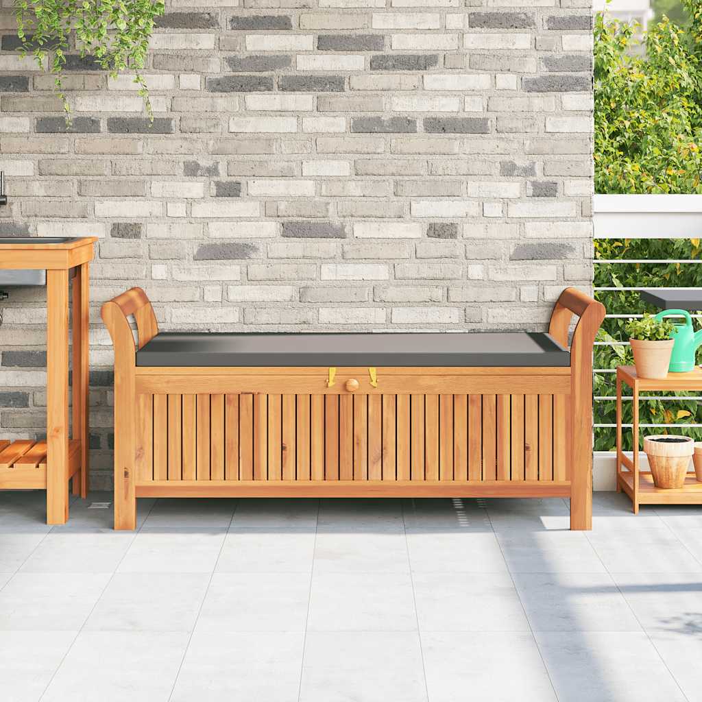 Garden Storage Bench with Cushion 126 cm Solid Wood Acacia