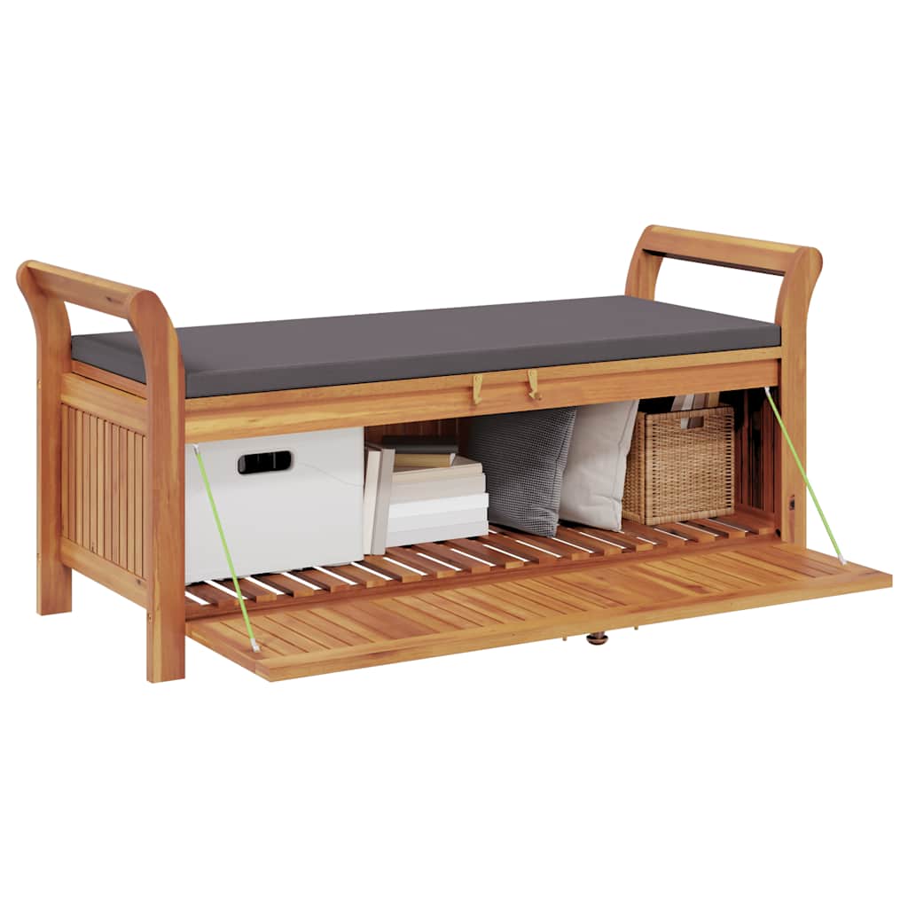 Garden Storage Bench with Cushion 126 cm Solid Wood Acacia