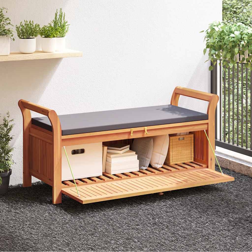 Garden Storage Bench with Cushion 126 cm Solid Wood Acacia