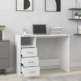 Desk with Drawers White 102x50x76 cm Engineered Wood - Side View