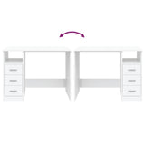 Desk with Drawers White 102x50x76 cm Engineered Wood - Close-Up Angle