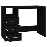 Desk with Drawers Black 102x50x76 cm Engineered Wood - 45-Degree Angle