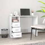 Desk with Drawers High Gloss White 102x50x76 cm Engineered Wood - Side View