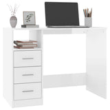 Desk with Drawers High Gloss White 102x50x76 cm Engineered Wood - Top-Down View
