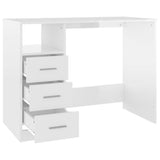 Desk with Drawers High Gloss White 102x50x76 cm Engineered Wood - Close-Up Angle
