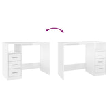 Desk with Drawers High Gloss White 102x50x76 cm Engineered Wood