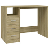 Desk with Drawers Sonoma Oak 102x50x76 cm Engineered Wood - Front View