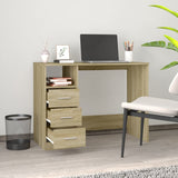 Desk with Drawers Sonoma Oak 102x50x76 cm Engineered Wood - Side View