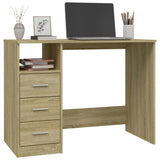Desk with Drawers Sonoma Oak 102x50x76 cm Engineered Wood - Top-Down View