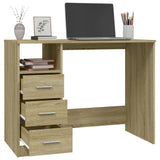 Desk with Drawers Sonoma Oak 102x50x76 cm Engineered Wood - 45-Degree Angle