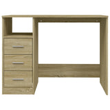 Desk with Drawers Sonoma Oak 102x50x76 cm Engineered Wood - Rear View