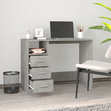 Desk with Drawers Concrete Grey 102x50x76 cm Engineered Wood - Side View