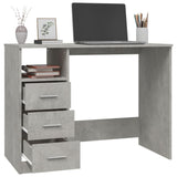 Desk with Drawers Concrete Grey 102x50x76 cm Engineered Wood - 45-Degree Angle