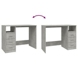 Desk with Drawers Concrete Grey 102x50x76 cm Engineered Wood