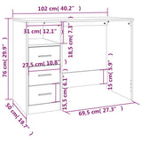 Desk with Drawers Concrete Grey 102x50x76 cm Engineered Wood