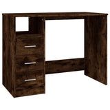 Desk with Drawers Smoked Oak 102x50x76 cm Engineered Wood - Front View