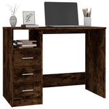 Desk with Drawers Smoked Oak 102x50x76 cm Engineered Wood - Top-Down View