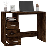 Desk with Drawers Smoked Oak 102x50x76 cm Engineered Wood - 45-Degree Angle