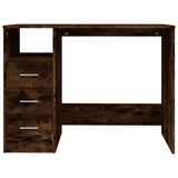 Desk with Drawers Smoked Oak 102x50x76 cm Engineered Wood - Rear View