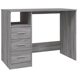 Desk with Drawers Grey Sonoma 102x50x76 cm Engineered Wood - Front View
