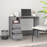 Desk with Drawers Grey Sonoma 102x50x76 cm Engineered Wood - Side View