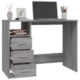 Desk with Drawers Grey Sonoma 102x50x76 cm Engineered Wood - 45-Degree Angle