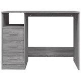 Desk with Drawers Grey Sonoma 102x50x76 cm Engineered Wood - Rear View