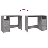 Desk with Drawers Grey Sonoma 102x50x76 cm Engineered Wood - Extra Image