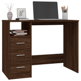 Desk with Drawers Brown Oak 102x50x76 cm Engineered Wood - Top-Down View
