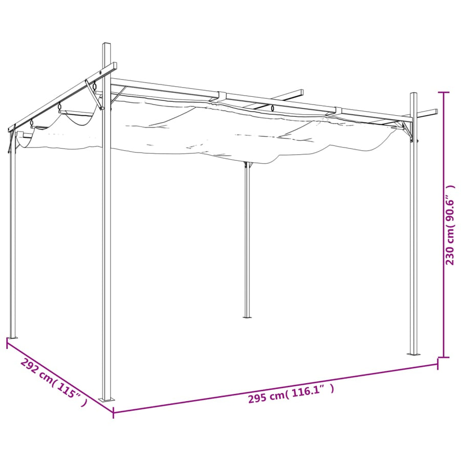 Pergola with Retractable Roof Cream 295x292x230 cm