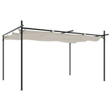 Pergola with Retractable Roof Cream 395x292x230 cm - Front View