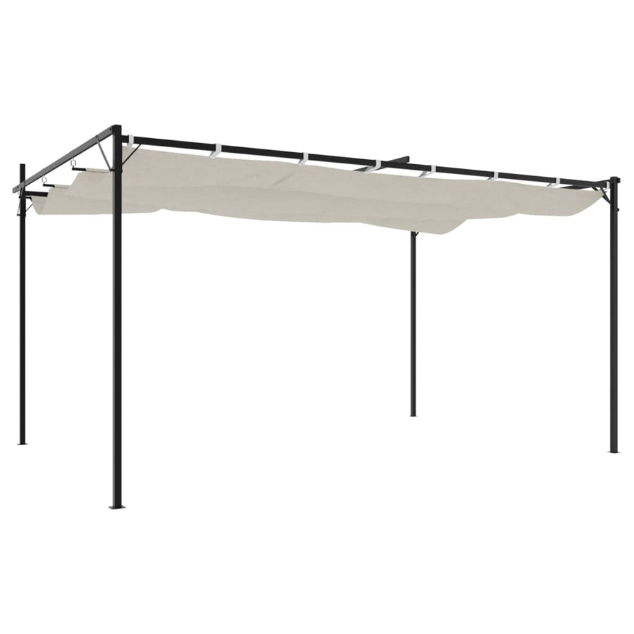 Pergola with Retractable Roof Cream 395x292x230 cm