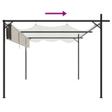 Pergola with Retractable Roof Cream 395x292x230 cm - Rear View