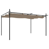 Pergola with Retractable Roof Taupe 395x292x230 cm