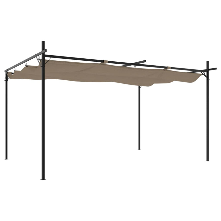 Pergola with Retractable Roof Taupe 395x292x230 cm