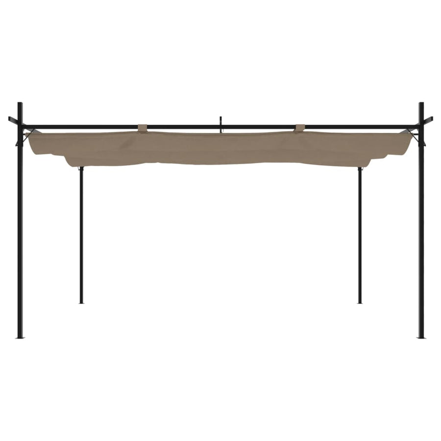 Pergola with Retractable Roof Taupe 395x292x230 cm
