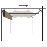 Pergola with Retractable Roof Taupe 395x292x230 cm - Rear View