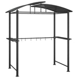 BBQ Gazebo with Side Shelves Anthracite 210x114x230 cm Steel - Front View