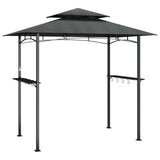 BBQ Gazebo with Side Shelves Anthracite 240x150x243 cm Steel - Front View
