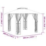 Gazebo with Sidewalls Anthracite 300x300x270 cm Steel - Low Angle