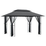 Gazebo with Sidewalls Anthracite 400x300x270 cm Steel - Front View
