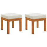 Garden Stools with Cushions 2 pcs 40x40x42 cm Solid Wood Acacia - Front View