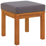 Garden Stools with Cushions 2 pcs 40x40x42 cm Solid Wood Acacia - Side View