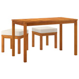 3 Piece Garden Dining Set with Cushions Solid Wood Acacia