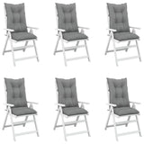 Garden Highback Chair Cushions 6 pcs Grey 120x50x7 cm Fabric - Side View