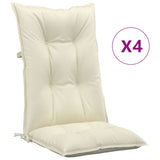 Garden Highback Chair Cushions 4 pcs Cream 120x50x7 cm Fabric