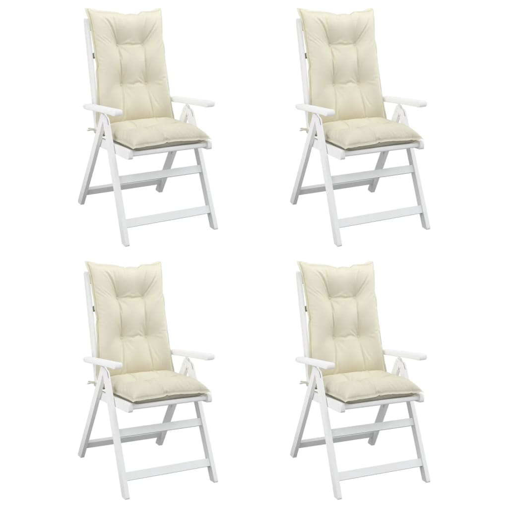 Garden Highback Chair Cushions 4 pcs Cream 120x50x7 cm Fabric