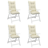 Garden Highback Chair Cushions 4 pcs Cream 120x50x7 cm Fabric